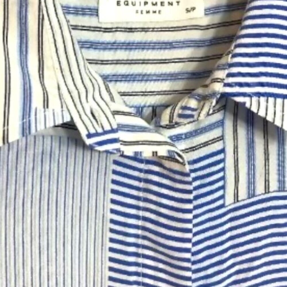 Equipment Michaela Linear Patchwork Silk Dress-St… - image 5